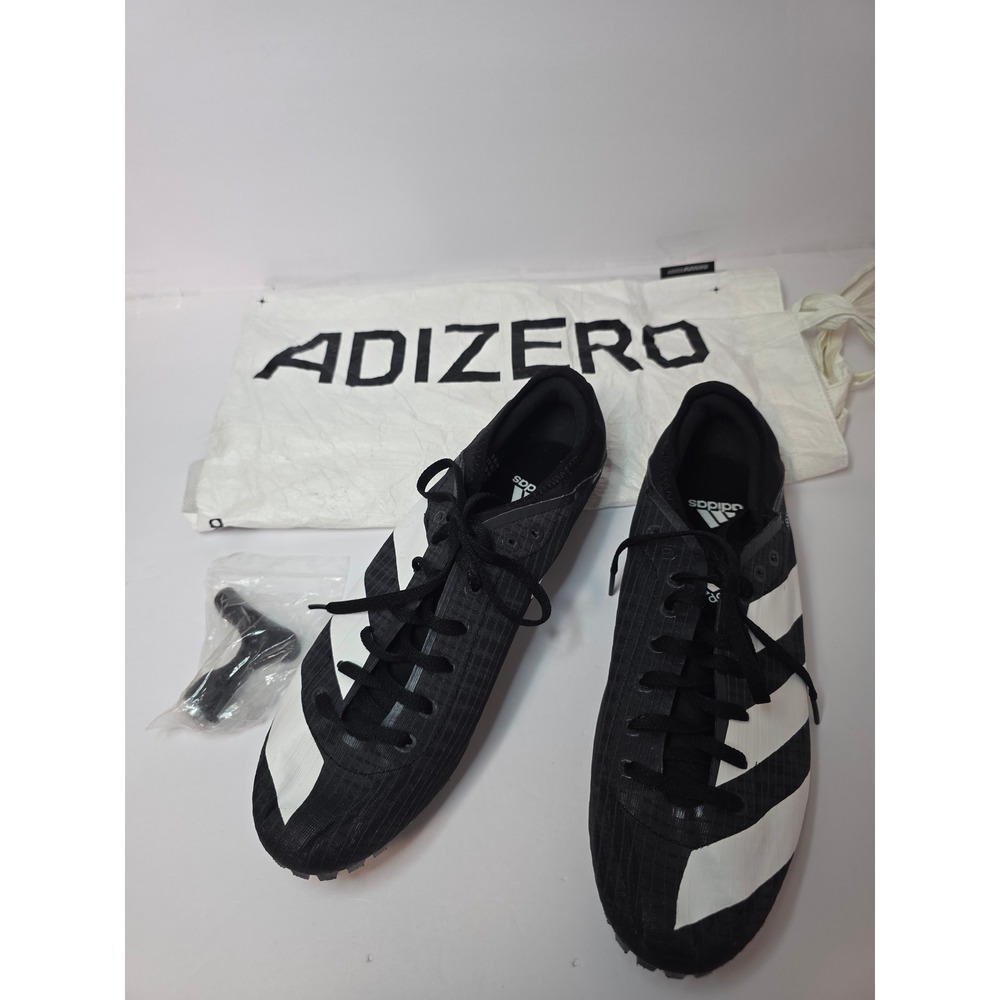 Adidas Adizero Sprintstar Mens 10 Black White Track Field Spikes GY9221 Bag Tool